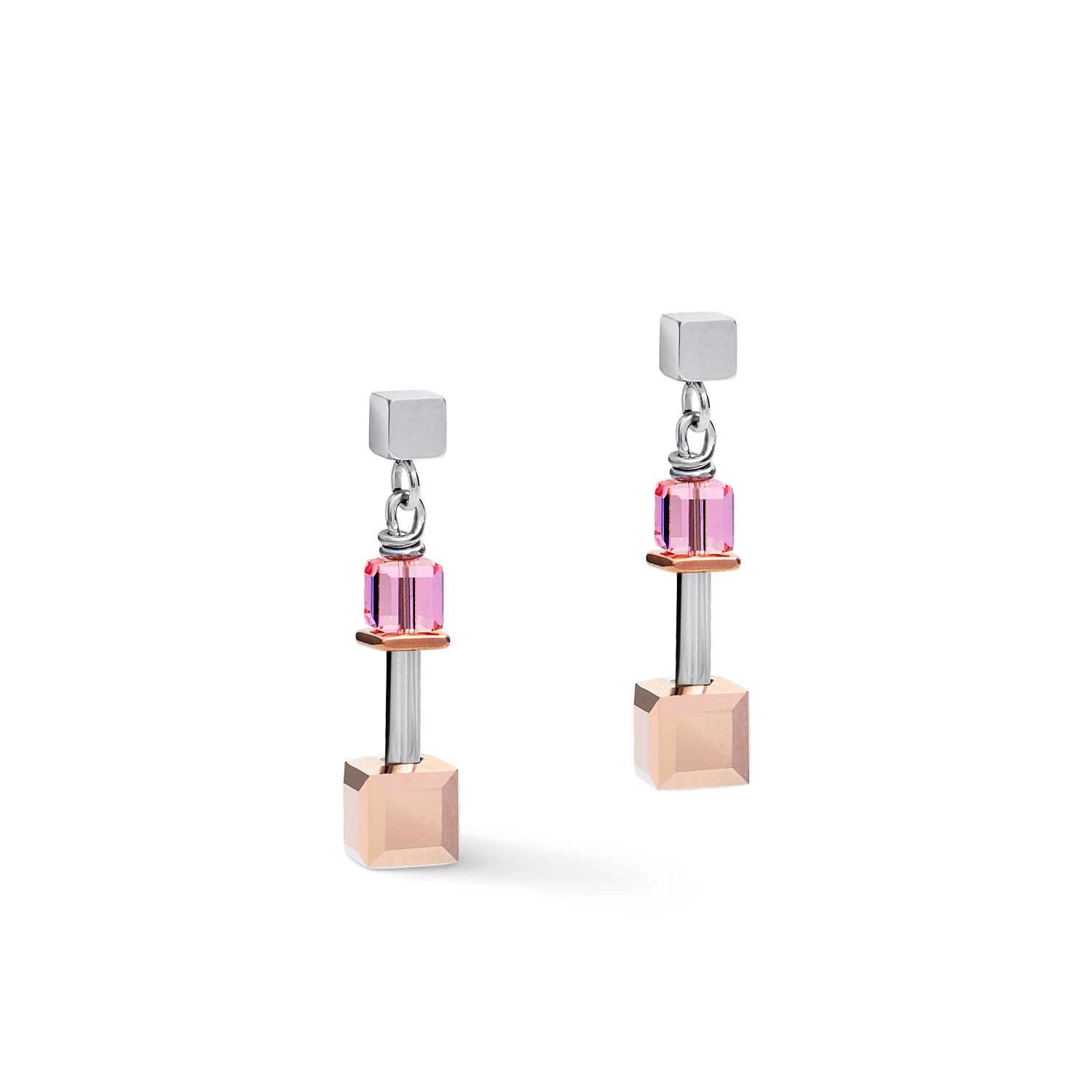 Ohrringe GeoCUBE® Kristalle & Edelstahl roségold-silber multicolor Art Nouveau