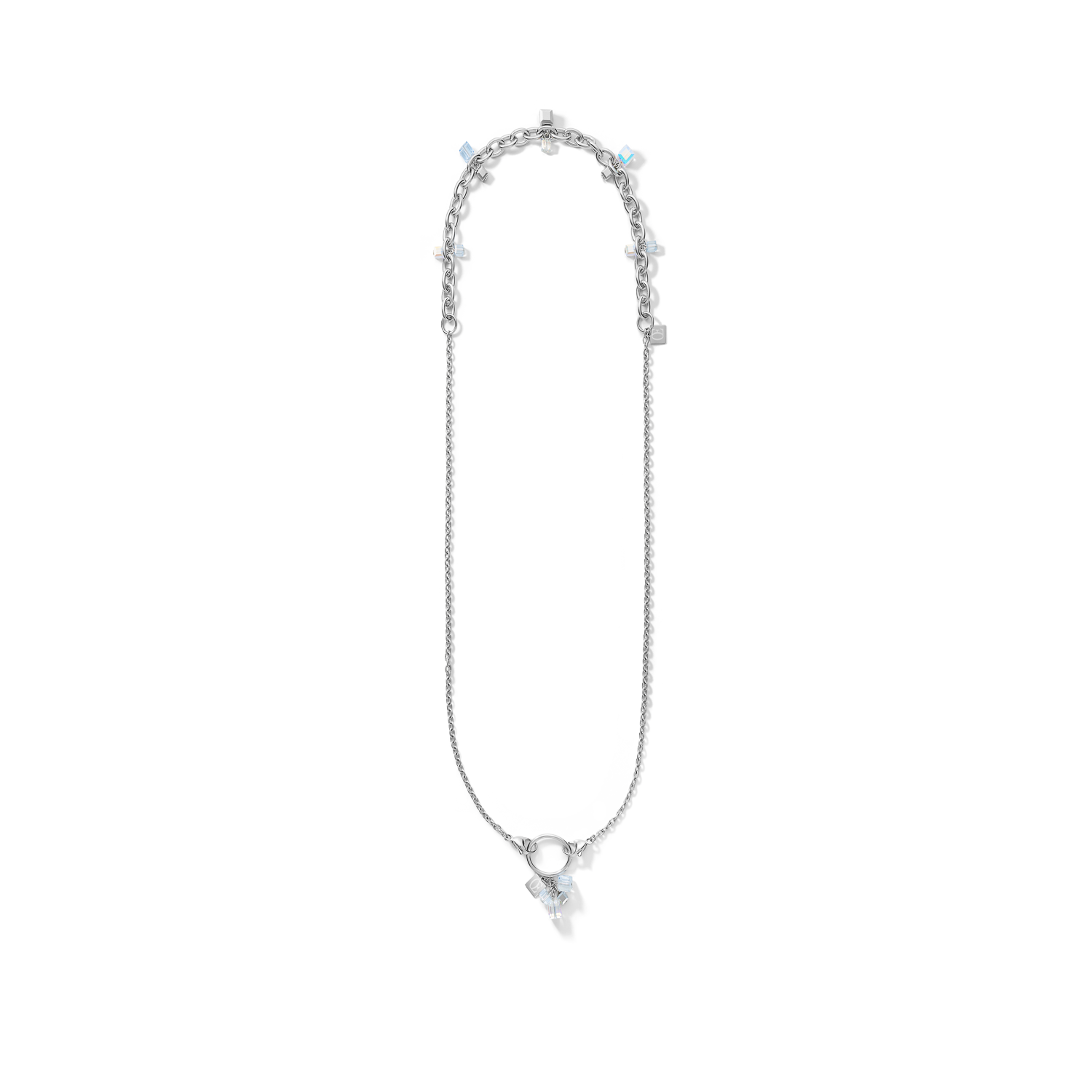 Halskette casual & chunky chain Edelstahl & Kristalle silber-kristall