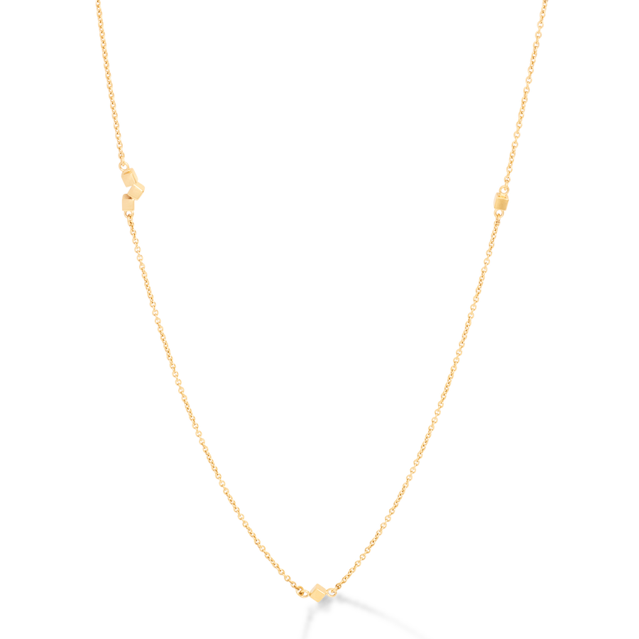Halskette Dancing GeoCUBE® small chain long Edelstahl gold