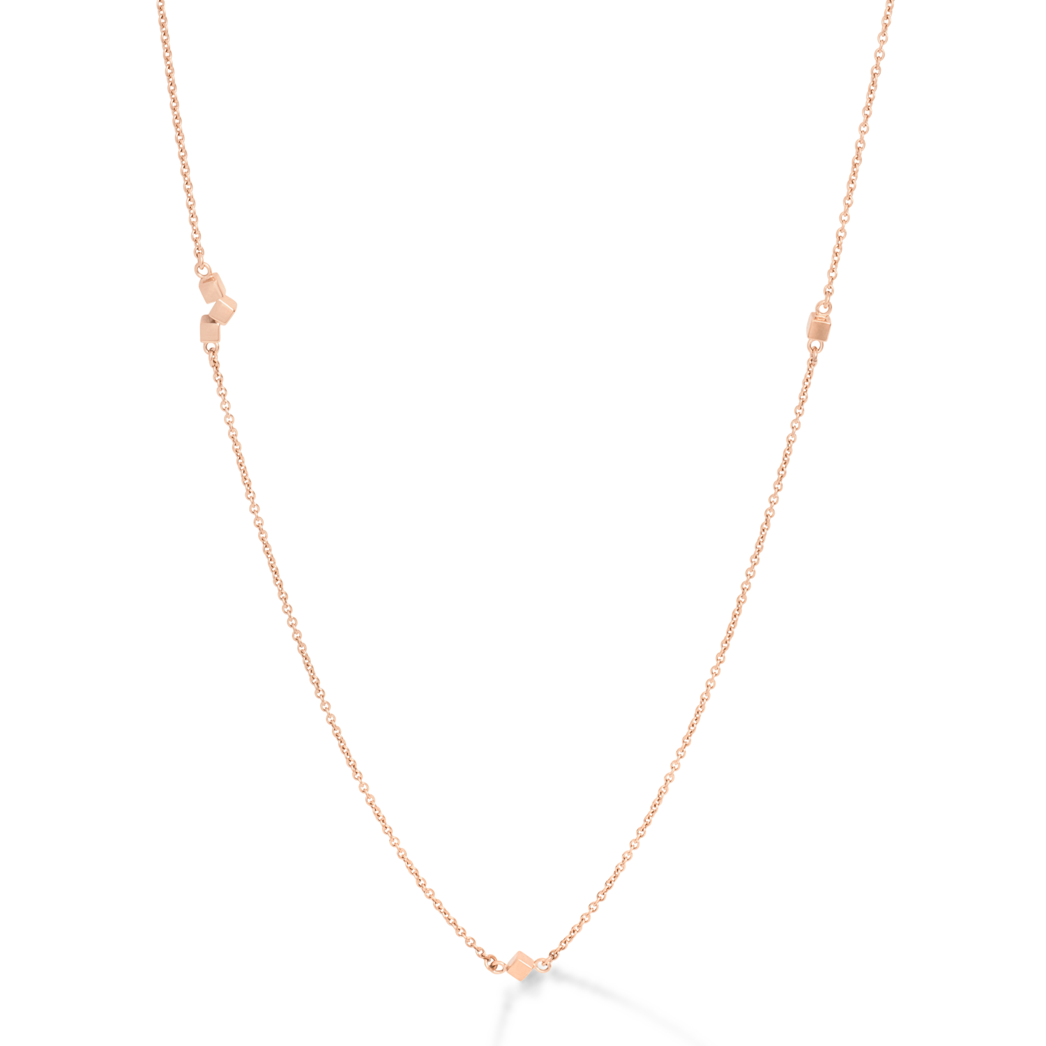 Halskette Dancing GeoCUBE® small chain long Edelstahl roségold