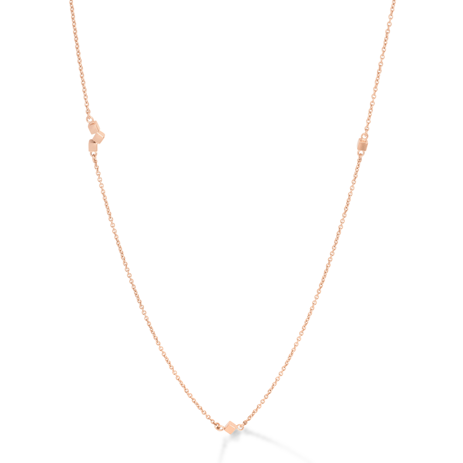 Halskette Dancing GeoCUBE® small chain long Edelstahl roségold