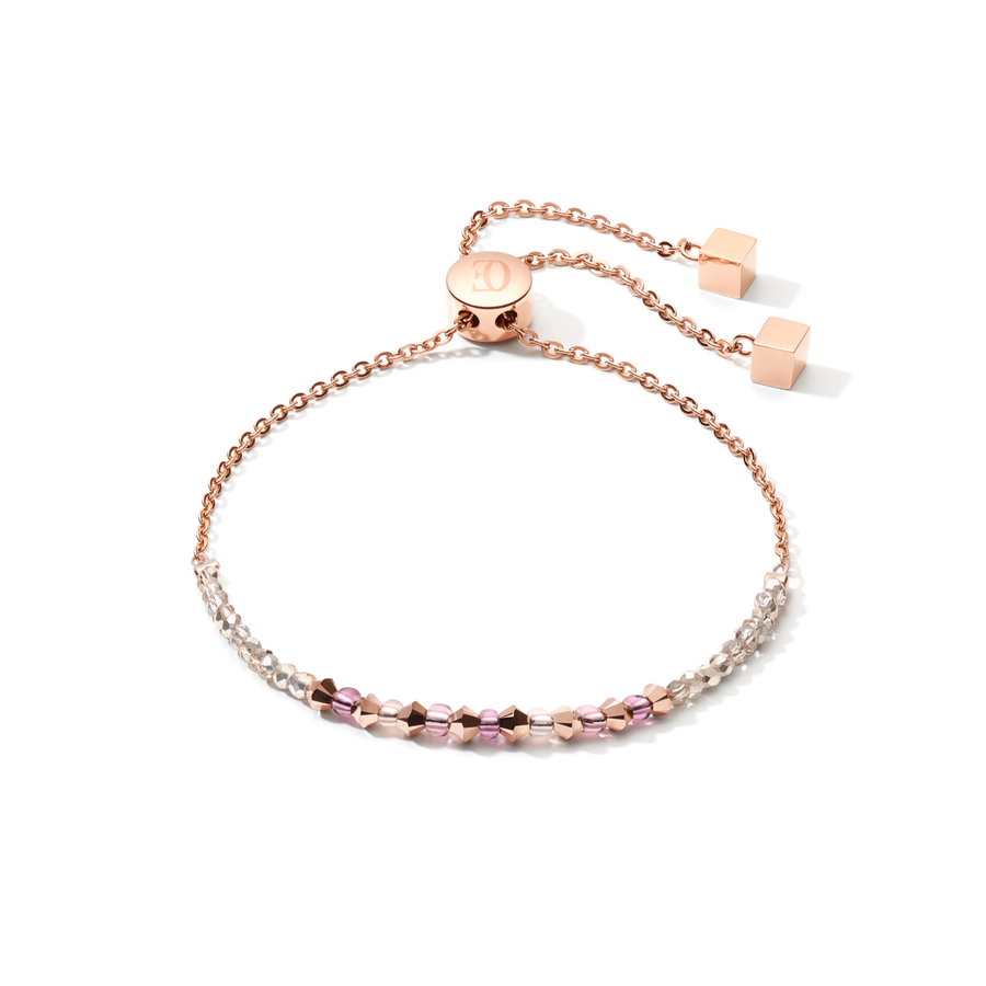 Armband 2-layers feine Kristalle & Edelstahl roségold flieder