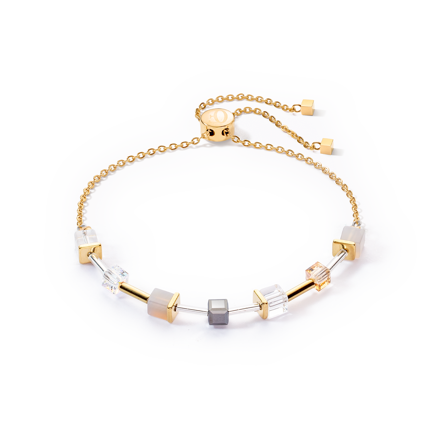 GeoCUBE® Precious & Slider Closure Armband gold-grau