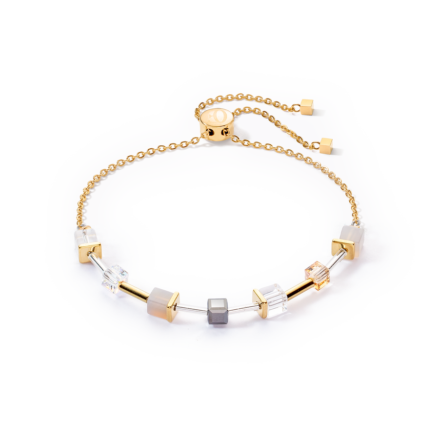 GeoCUBE® Precious & Slider Closure Armband gold-grau