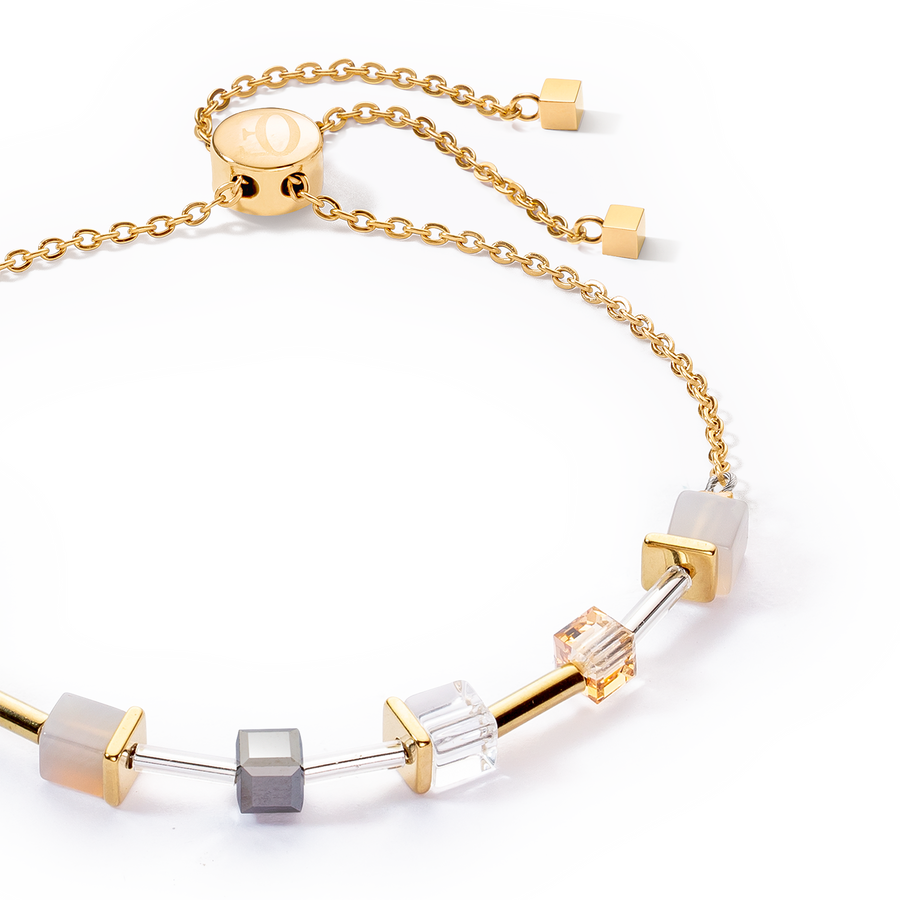 GeoCUBE® Precious & Slider Closure Armband gold-grau