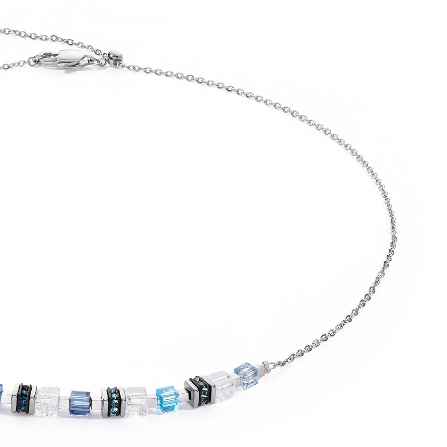 Halskette Mini Cubes & Chain Silber-Blau