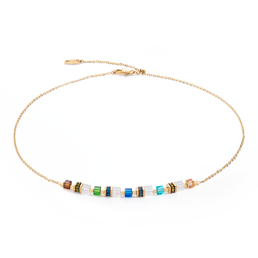 Halskette Mini Cubes & Chain Gold-Multicolor