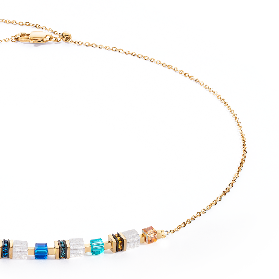 Halskette Mini Cubes & Chain Gold-Multicolor