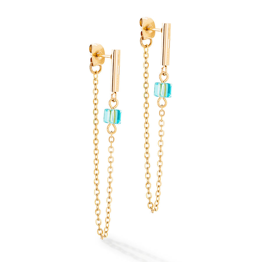 Ohrringe Mini Cubes & Chain Gold-Multicolor