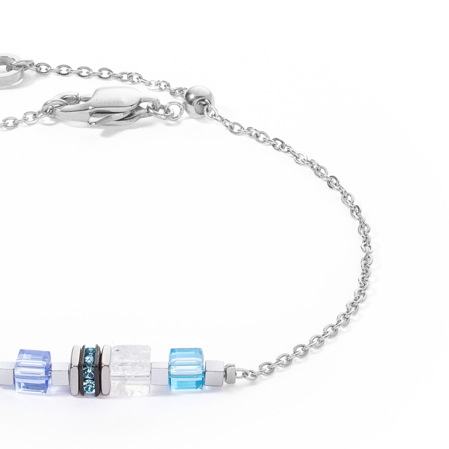 Armband Mini Cubes & Chain Silber-Blau