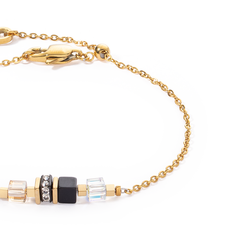 Armband Mini Cubes & Chain Gold-Schwarz