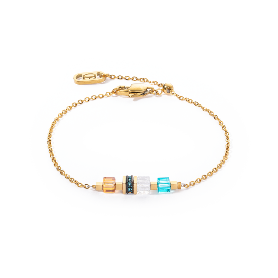 Armband Mini Cubes & Chain Gold-Multicolor