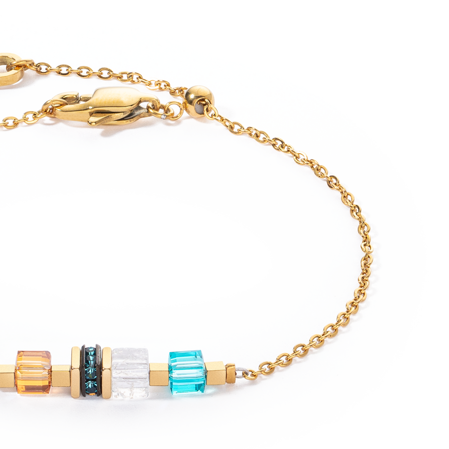 Armband Mini Cubes & Chain Gold-Multicolor