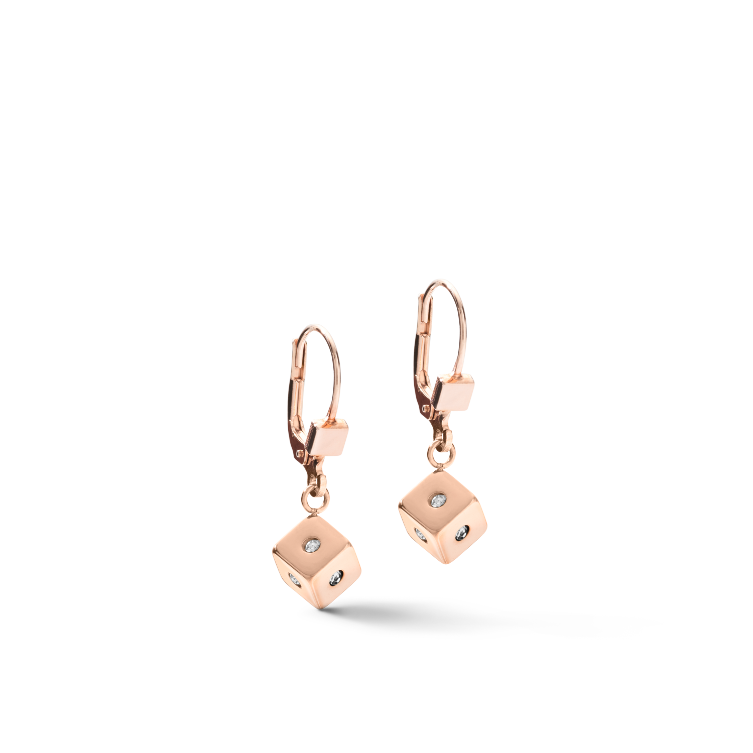 Ohrringe Cube Crystal Dot Edelstahl & Kristallglas hell amethyst-roségold