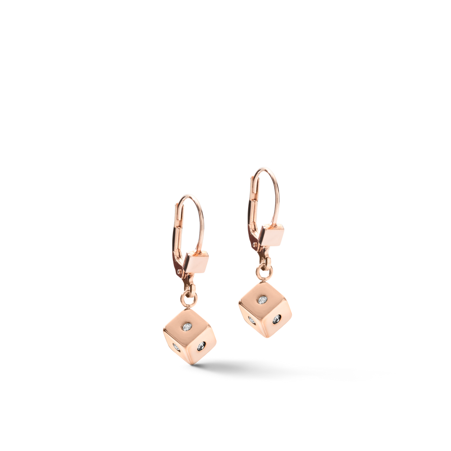 Ohrringe Cube Crystal Dot Edelstahl & Kristallglas hell amethyst-roségold