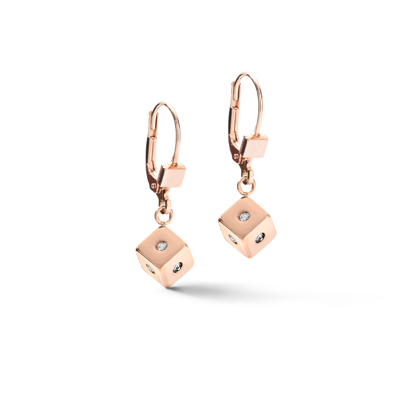 Ohrringe Cube Crystal Dot Edelstahl & Kristallglas hell amethyst-roségold