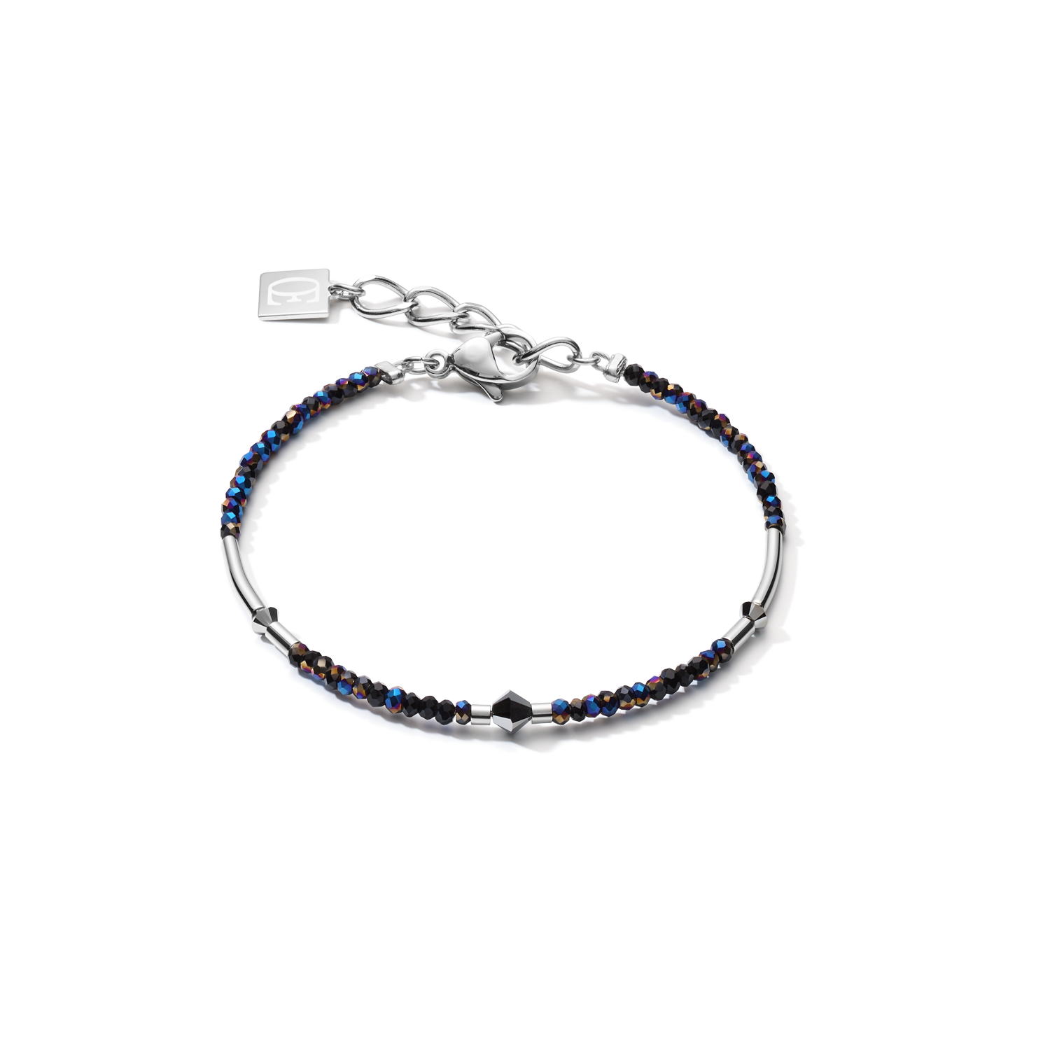 Armband Cube Crystal Dot Edelstahl & Kristallglas nachtblau-silber