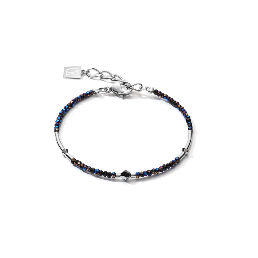 Armband Cube Crystal Dot Edelstahl & Kristallglas nachtblau-silber