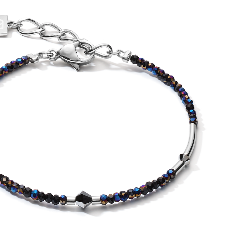 Armband Cube Crystal Dot Edelstahl & Kristallglas nachtblau-silber