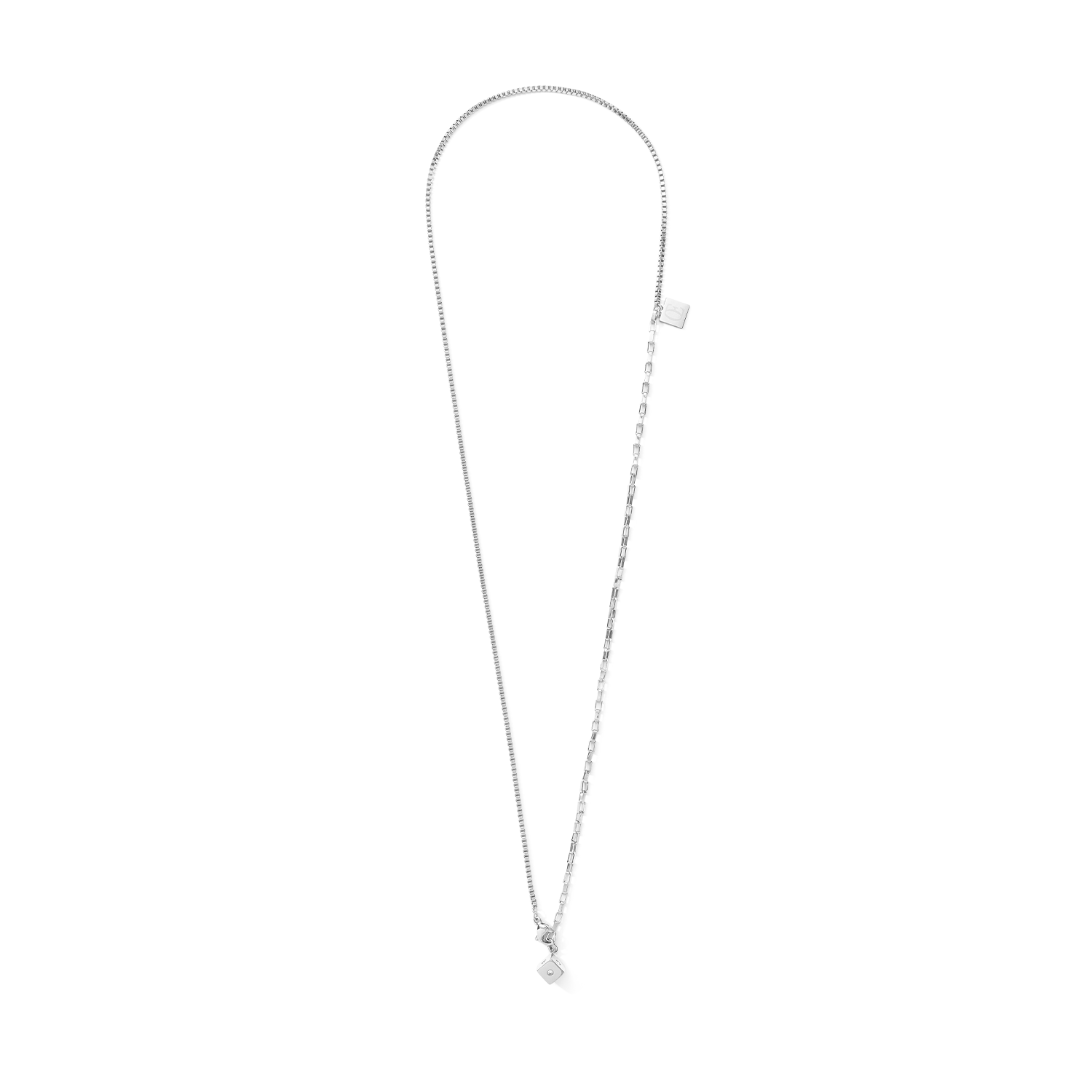 Halskette Y-Chain oder 3-reihiges Armband Cube Crystal Dot Edelstahl silber