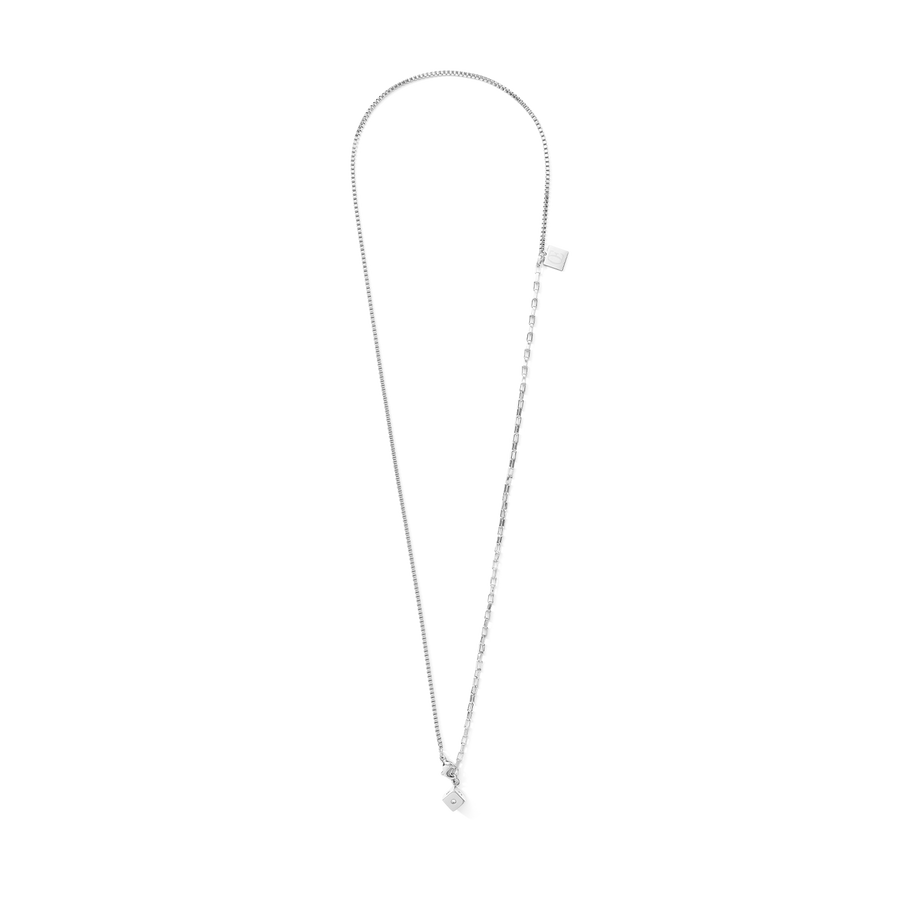 Halskette Y-Chain oder 3-reihiges Armband Cube Crystal Dot Edelstahl silber