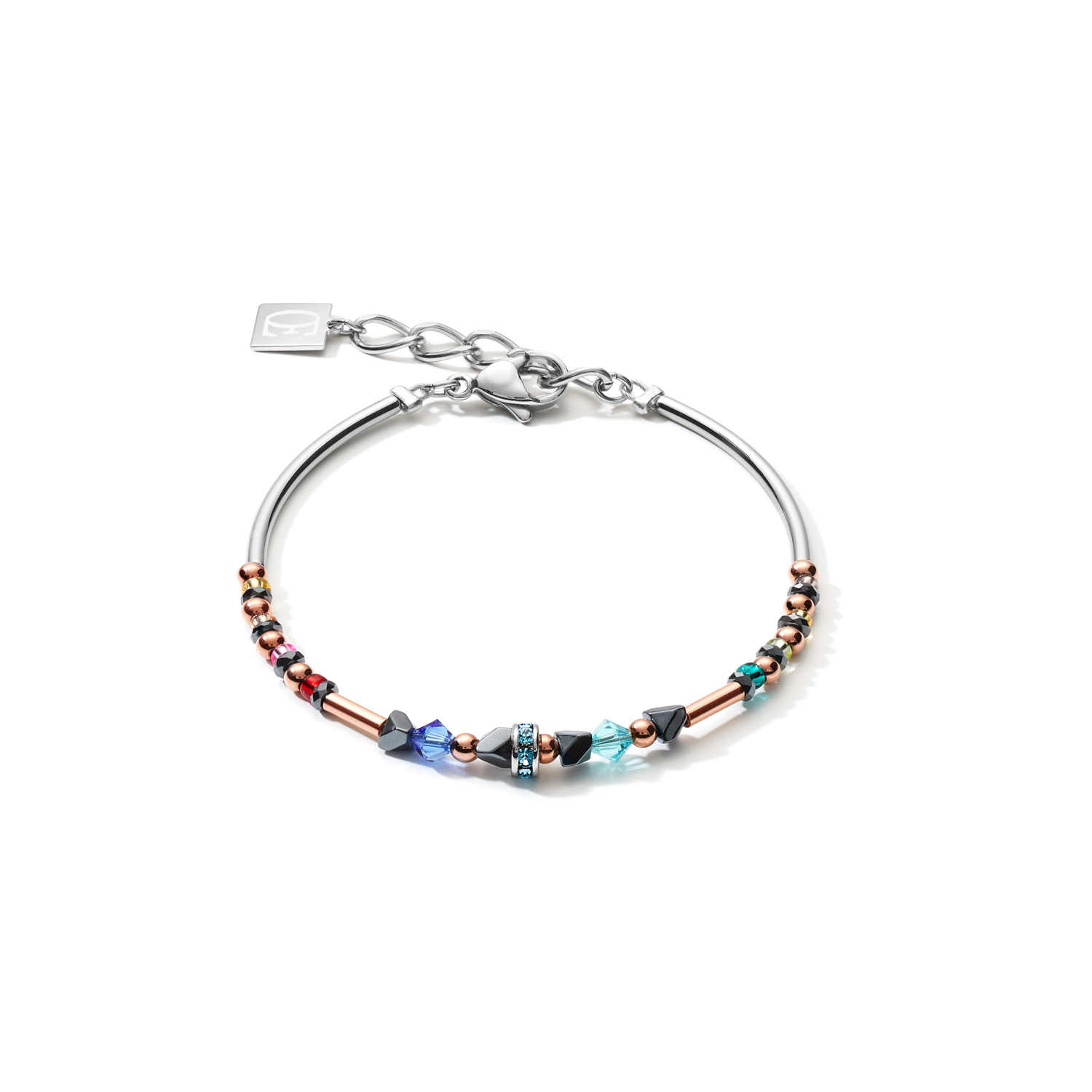 Armband Fein & Edgy Hämatit & Kristalle & Edelstahl multicolor