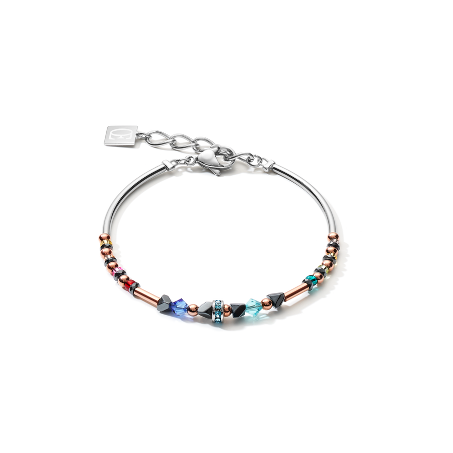 Armband Fein & Edgy Hämatit & Kristalle & Edelstahl multicolor