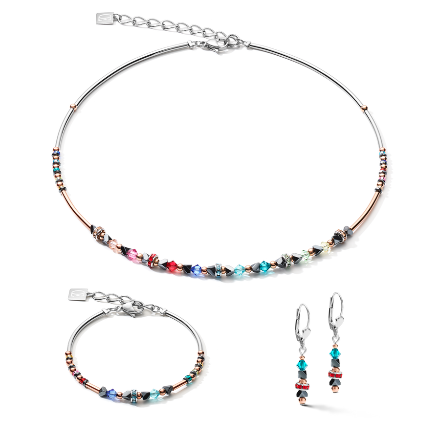 Armband Fein & Edgy Hämatit & Kristalle & Edelstahl multicolor