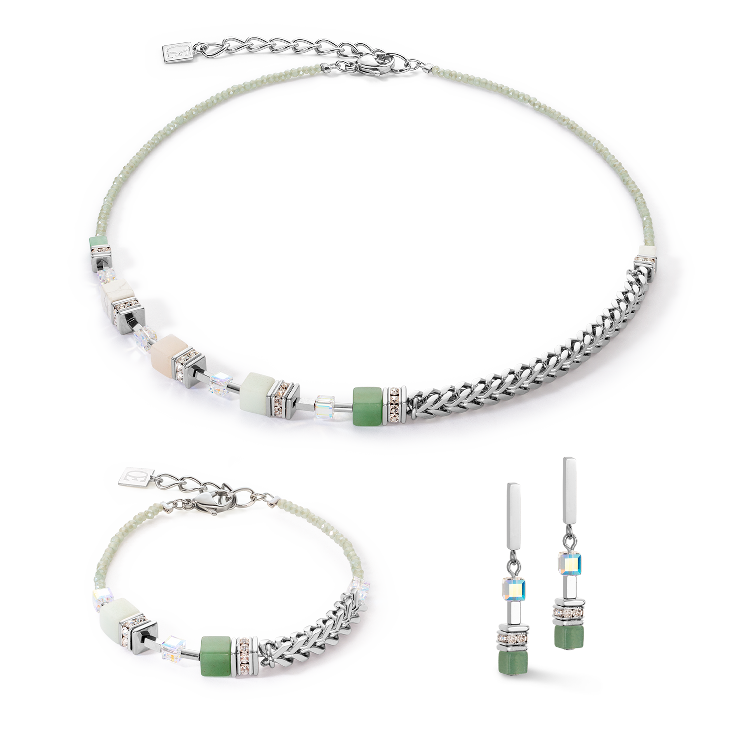 GeoCUBE® Precious Fusion Chunky Chain Halskette hellgrün