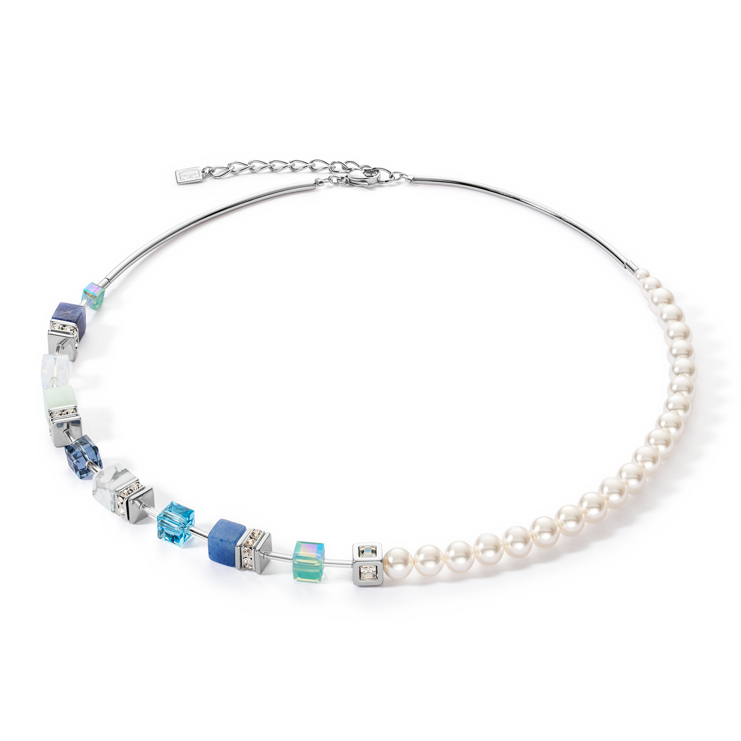 GeoCUBE® Precious Fusion Pearls Halskette aqua-blau