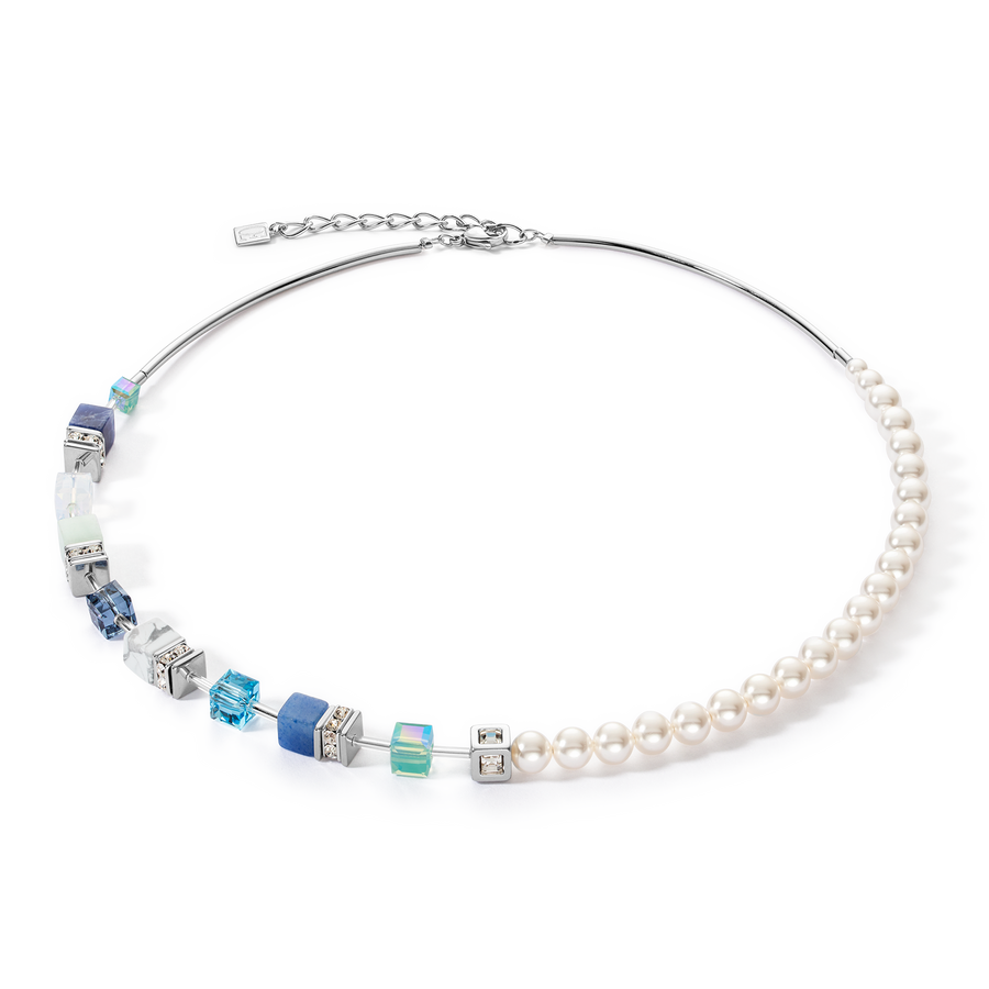 GeoCUBE® Precious Fusion Pearls Halskette aqua-blau