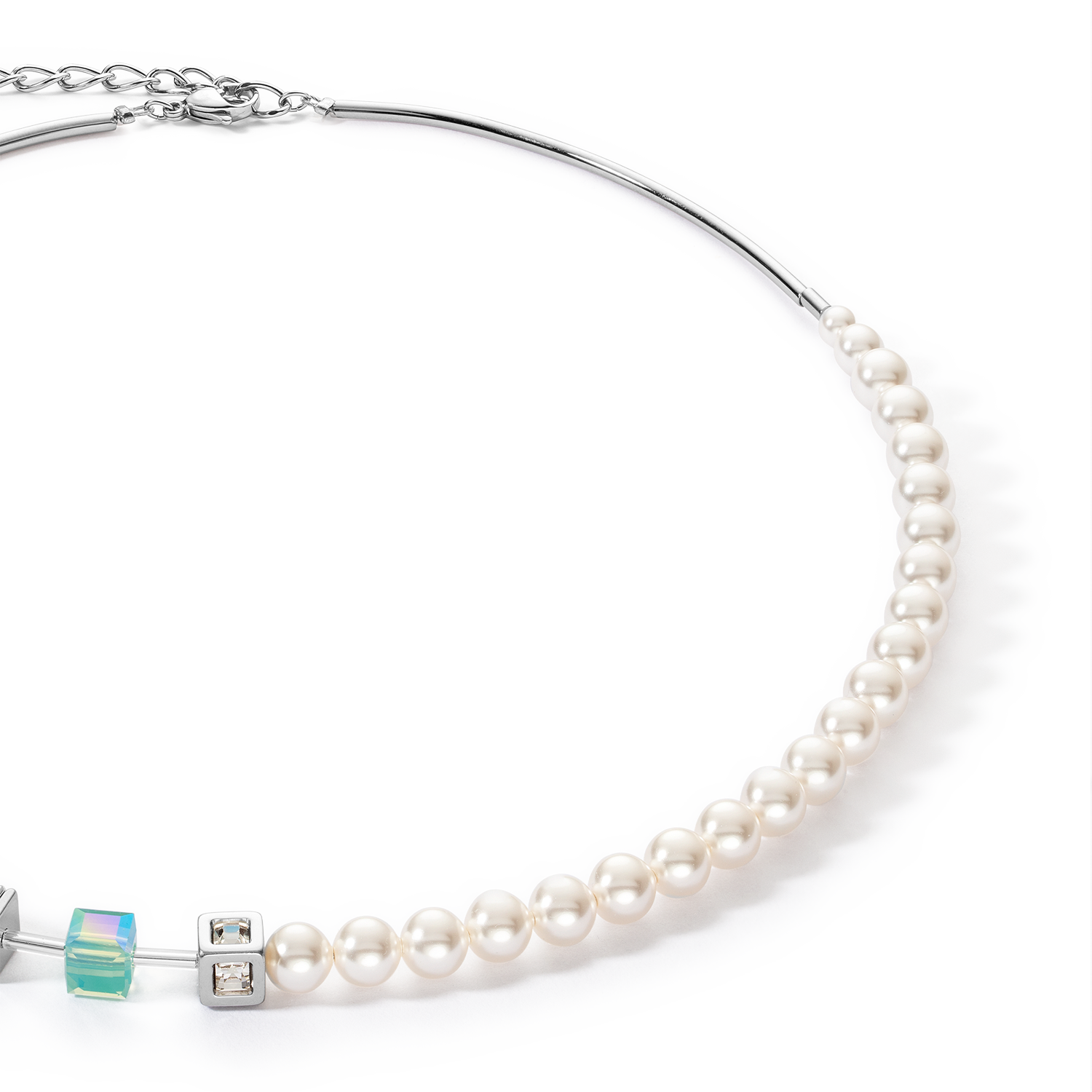 GeoCUBE® Precious Fusion Pearls Halskette aqua-blau