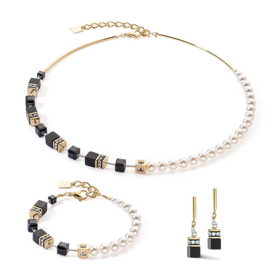 GeoCUBE® Precious Fusion Pearls Halskette schwarz-gold