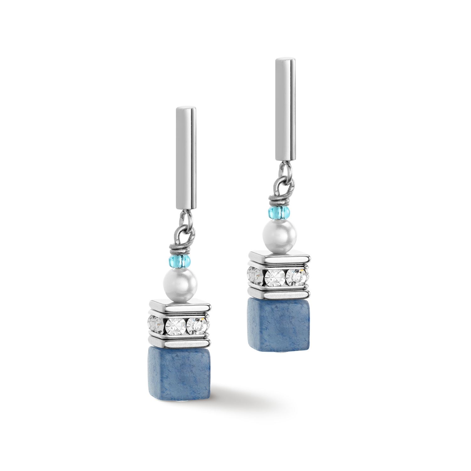 GeoCUBE® Precious Fusion Pearls Ohrringe aqua-blau