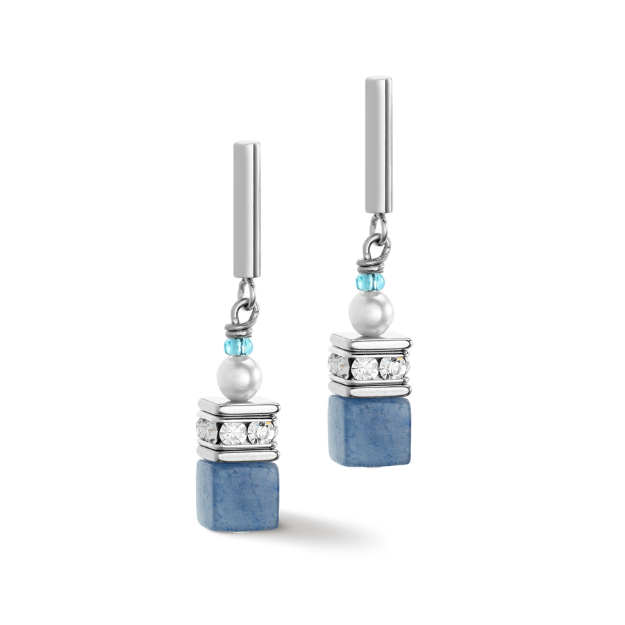 GeoCUBE® Precious Fusion Pearls Ohrringe aqua-blau