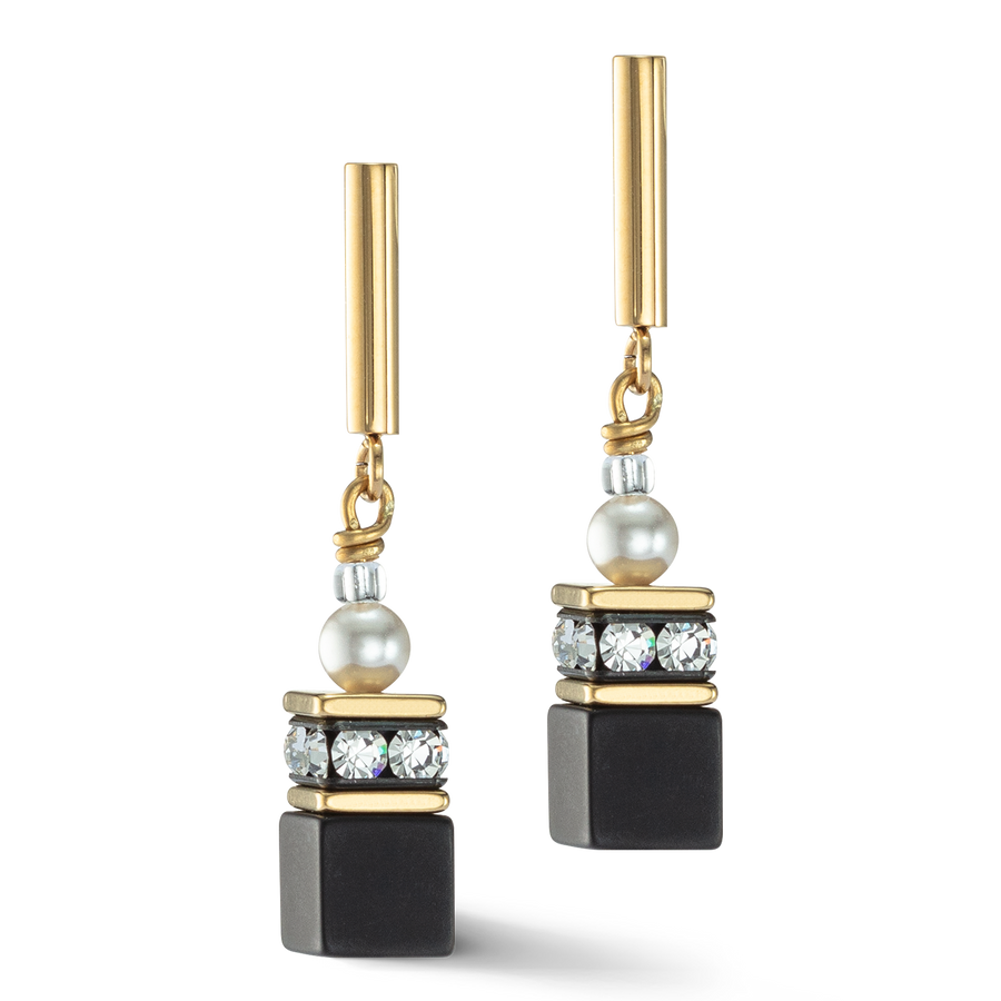 GeoCUBE® Precious Fusion Pearls Ohrringe schwarz-gold