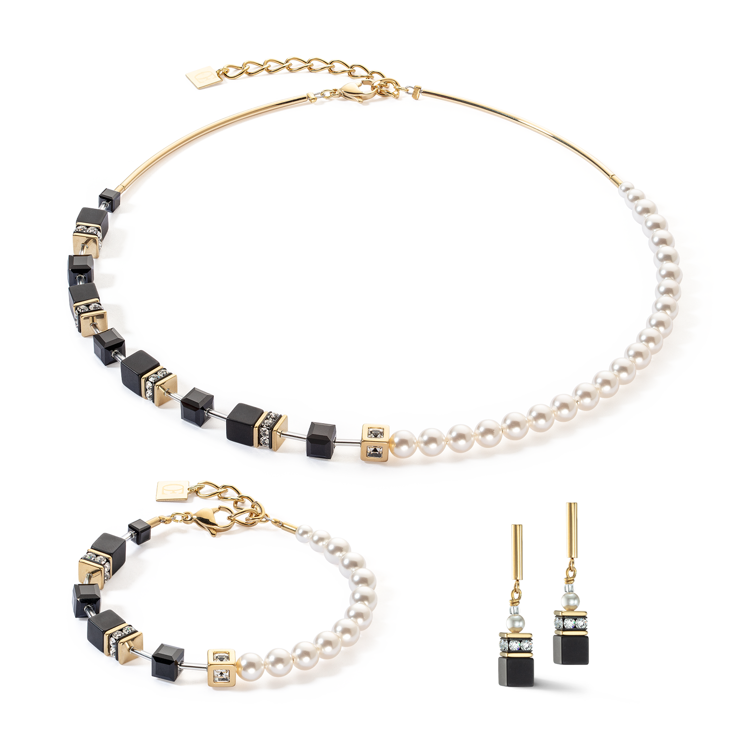 GeoCUBE® Precious Fusion Pearls Ohrringe schwarz-gold