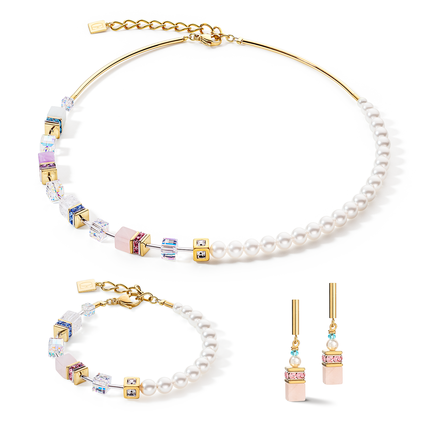 GeoCUBE® Precious Fusion Pearls Ohrringe multicolor pastell