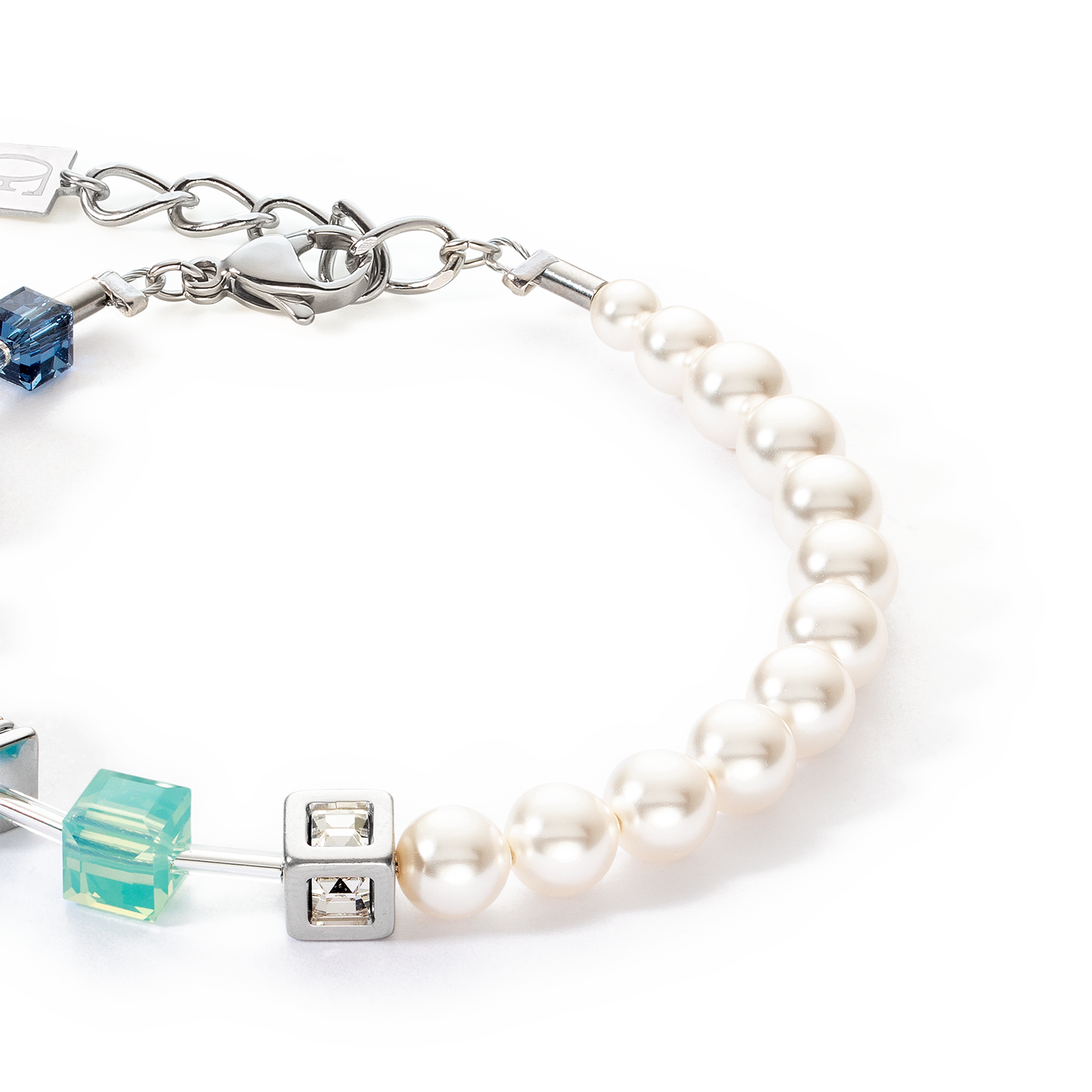 GeoCUBE® Precious Fusion Pearls Armband aqua-blau