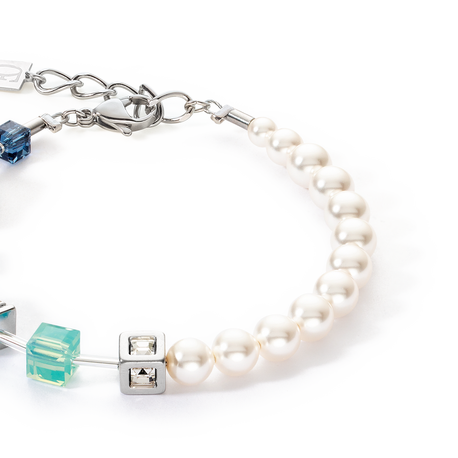GeoCUBE® Precious Fusion Pearls Armband aqua-blau