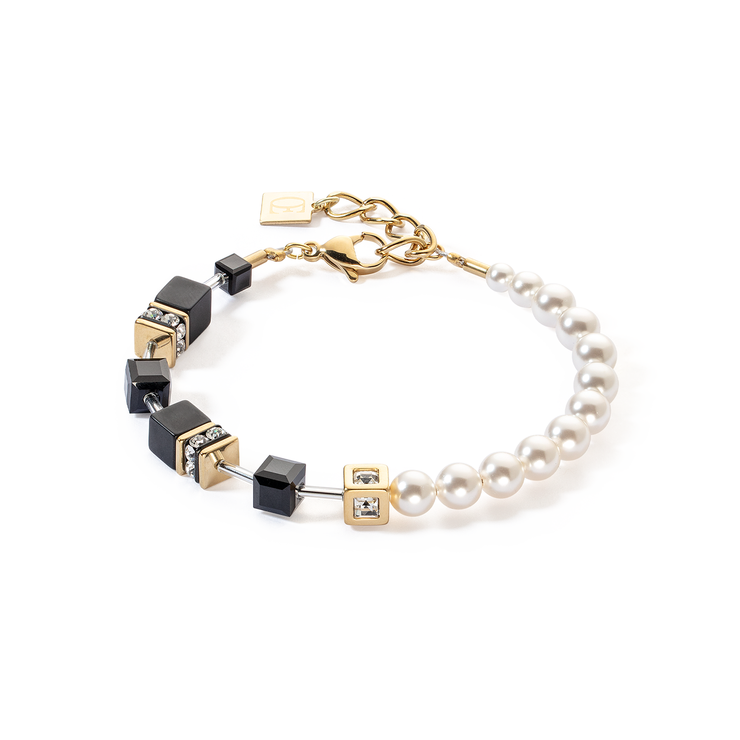 GeoCUBE® Precious Fusion Pearls Armband schwarz-gold