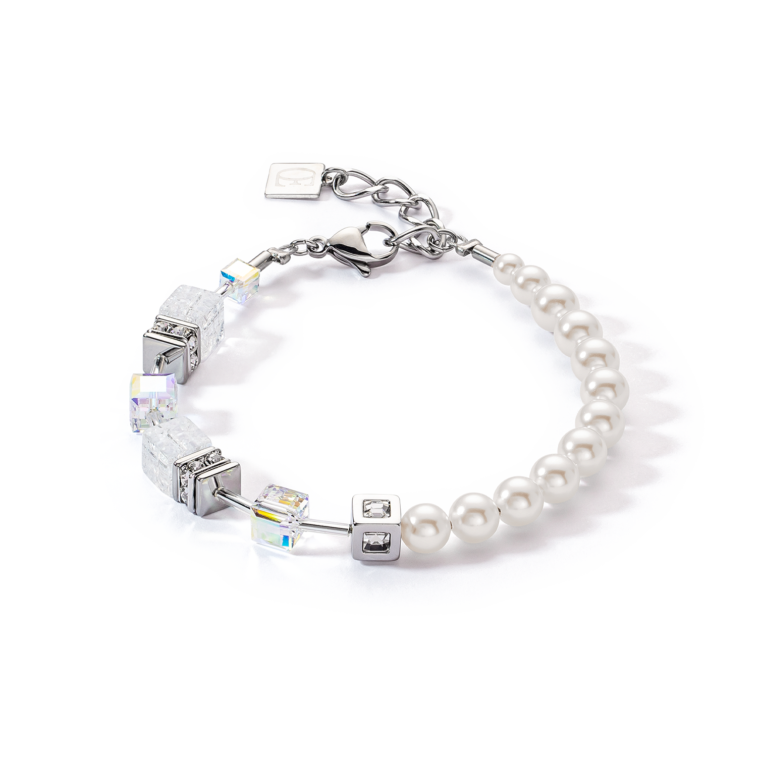 GeoCUBE® Precious Fusion Pearls Armband weiß