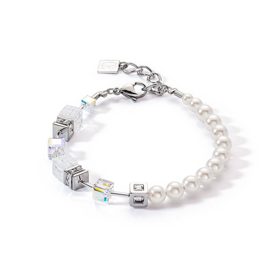 GeoCUBE® Precious Fusion Pearls Armband weiß