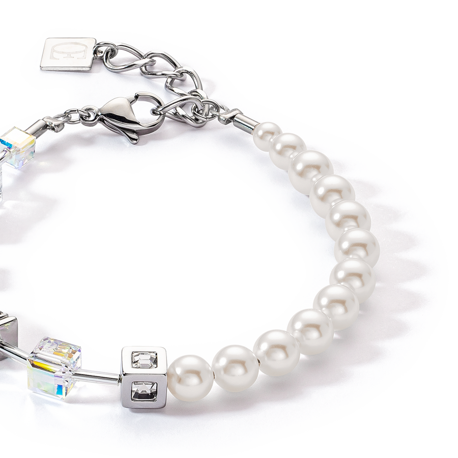 GeoCUBE® Precious Fusion Pearls Armband weiß