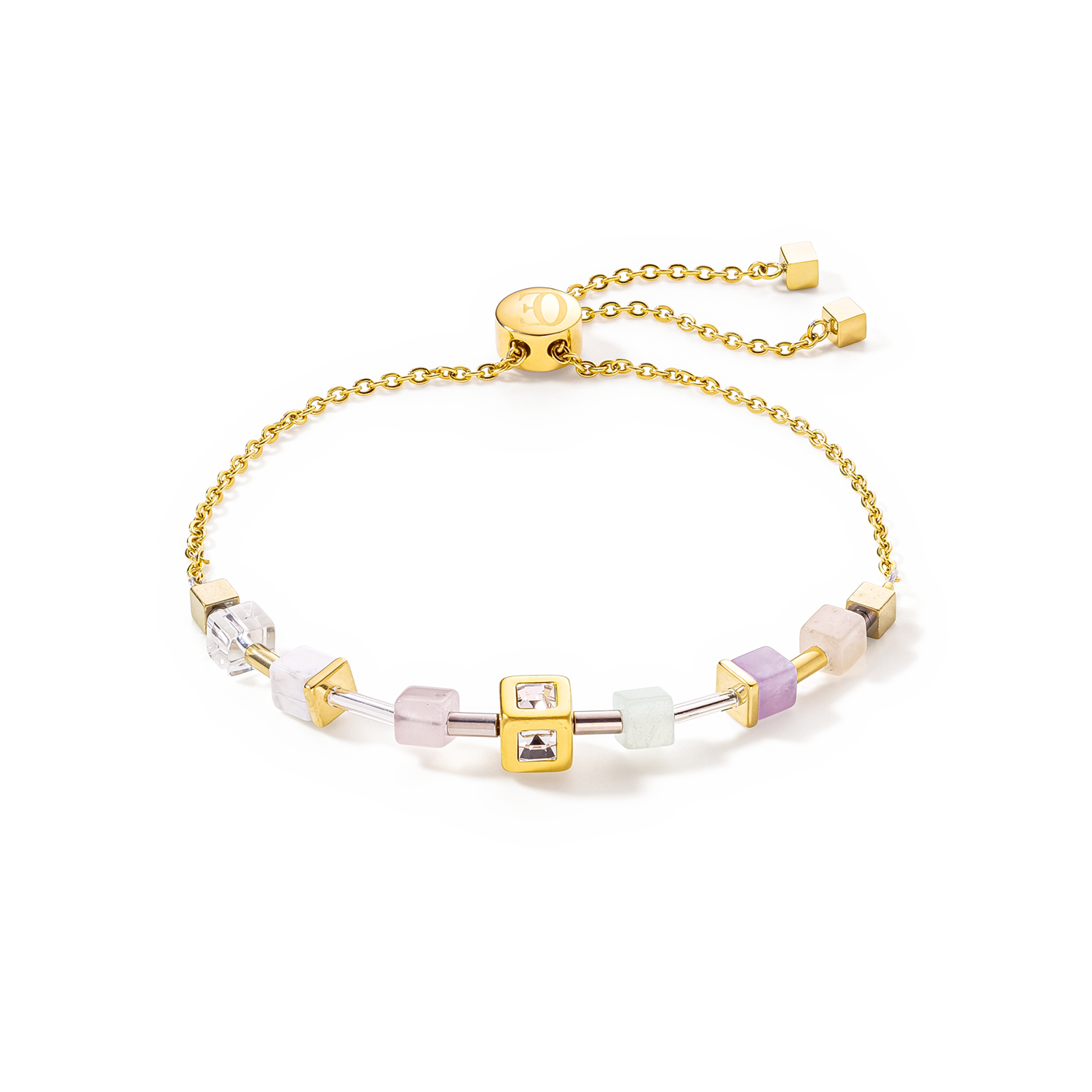 GeoCUBE® Precious & Slider Closure Armband gold multicolor pastell