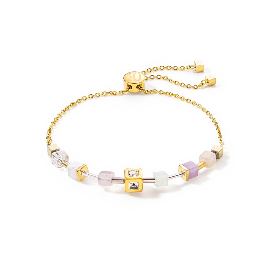 GeoCUBE® Precious & Slider Closure Armband gold multicolor pastell