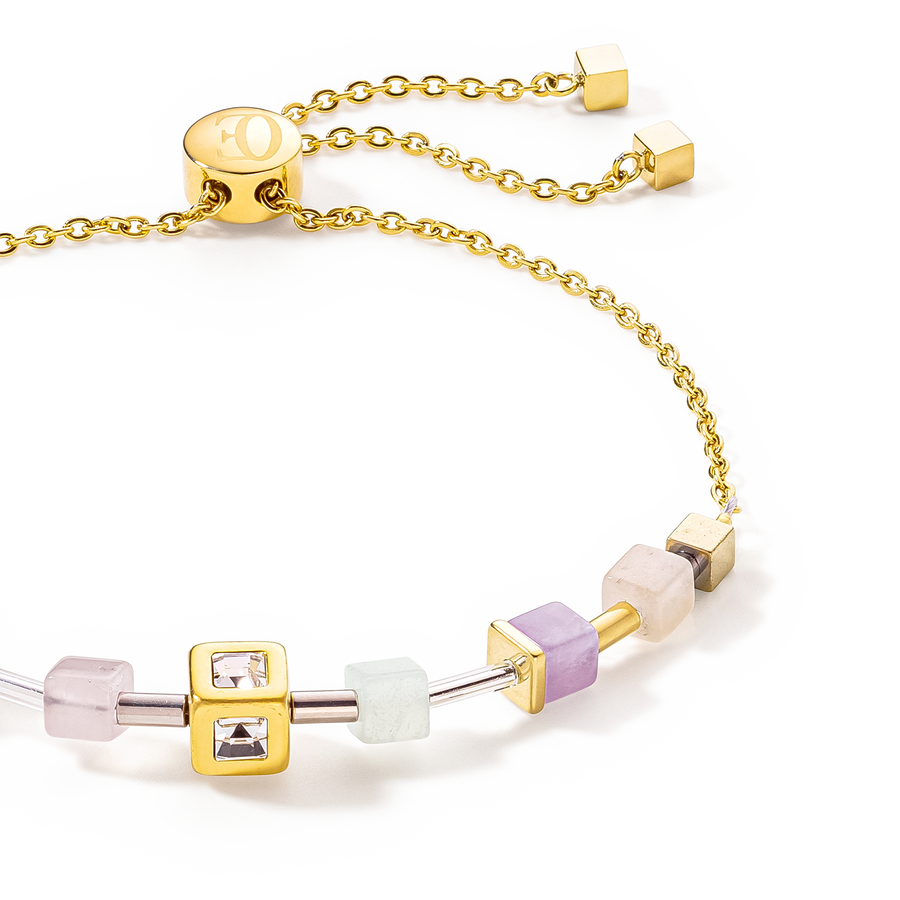 GeoCUBE® Precious & Slider Closure Armband gold multicolor pastell