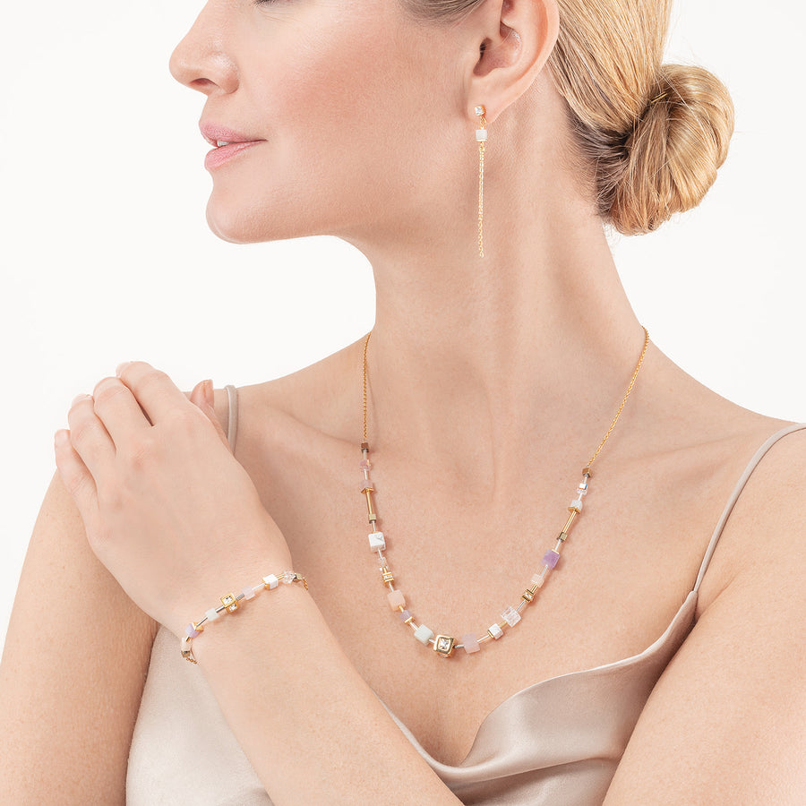 GeoCUBE® Precious & Slider Closure Armband gold multicolor pastell