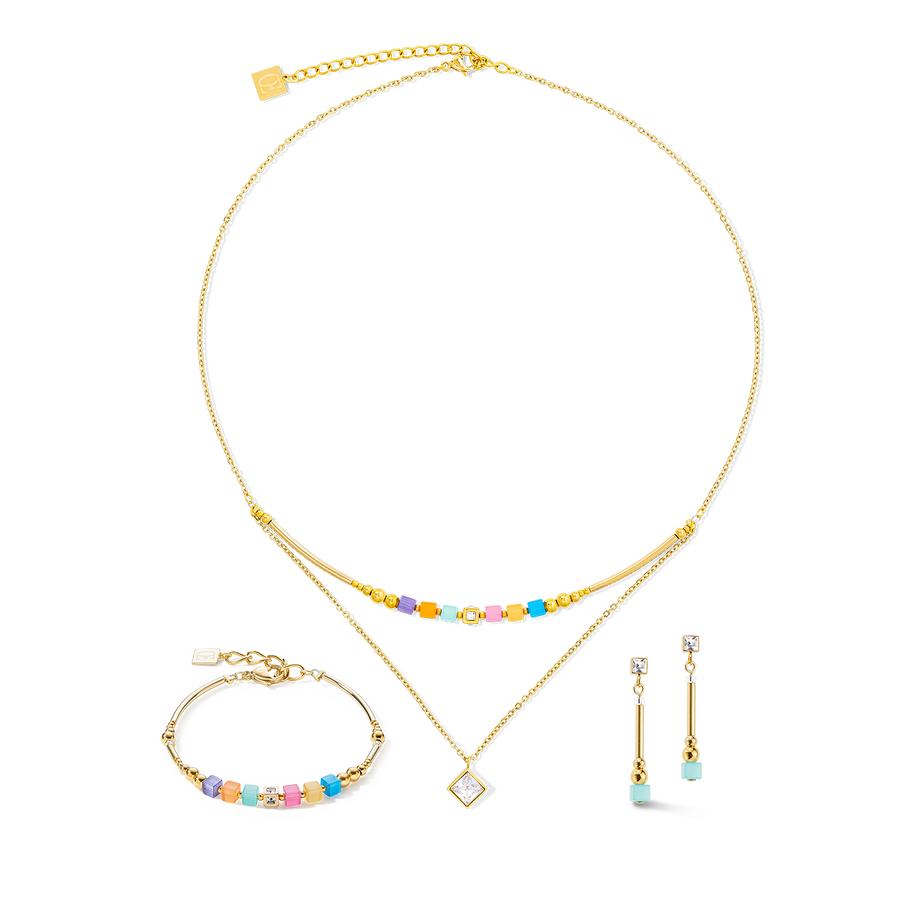 Brilliant Square Layer Ohrringe gold multicolor spring