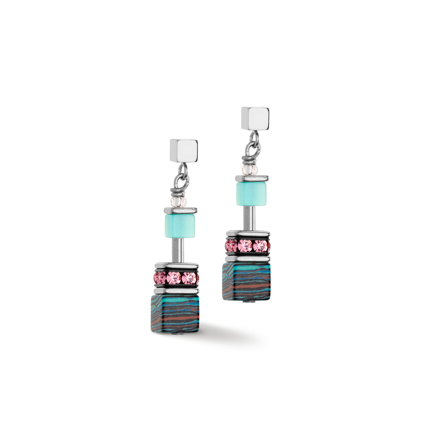 GeoCUBE® Candy Ohrringe aqua-rosa
